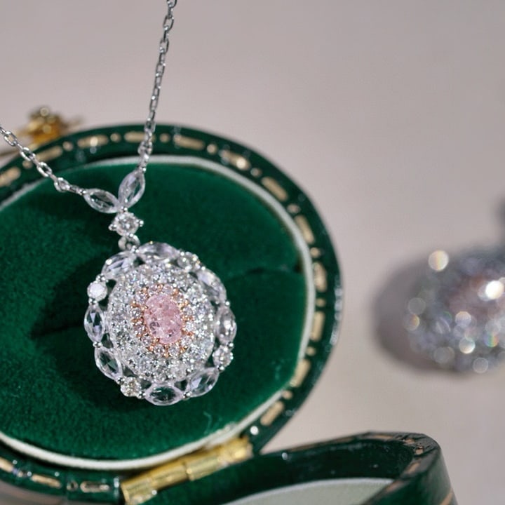 14k Gold 0.45 Ctw Natural Pink Diamond & Diamond Pendant( Without Chain ) - 5