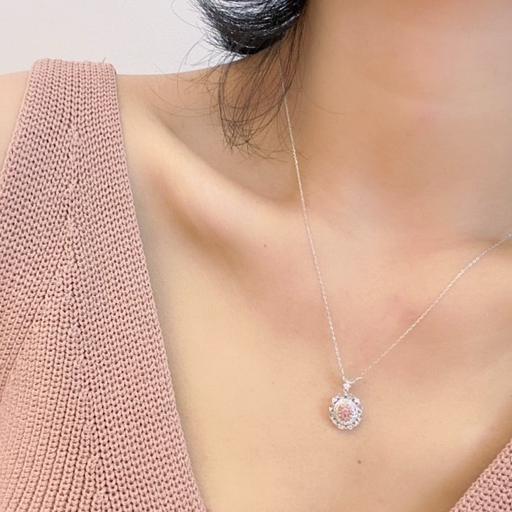 14k Gold 0.45 Ctw Natural Pink Diamond & Diamond Pendant( Without Chain ) - 7