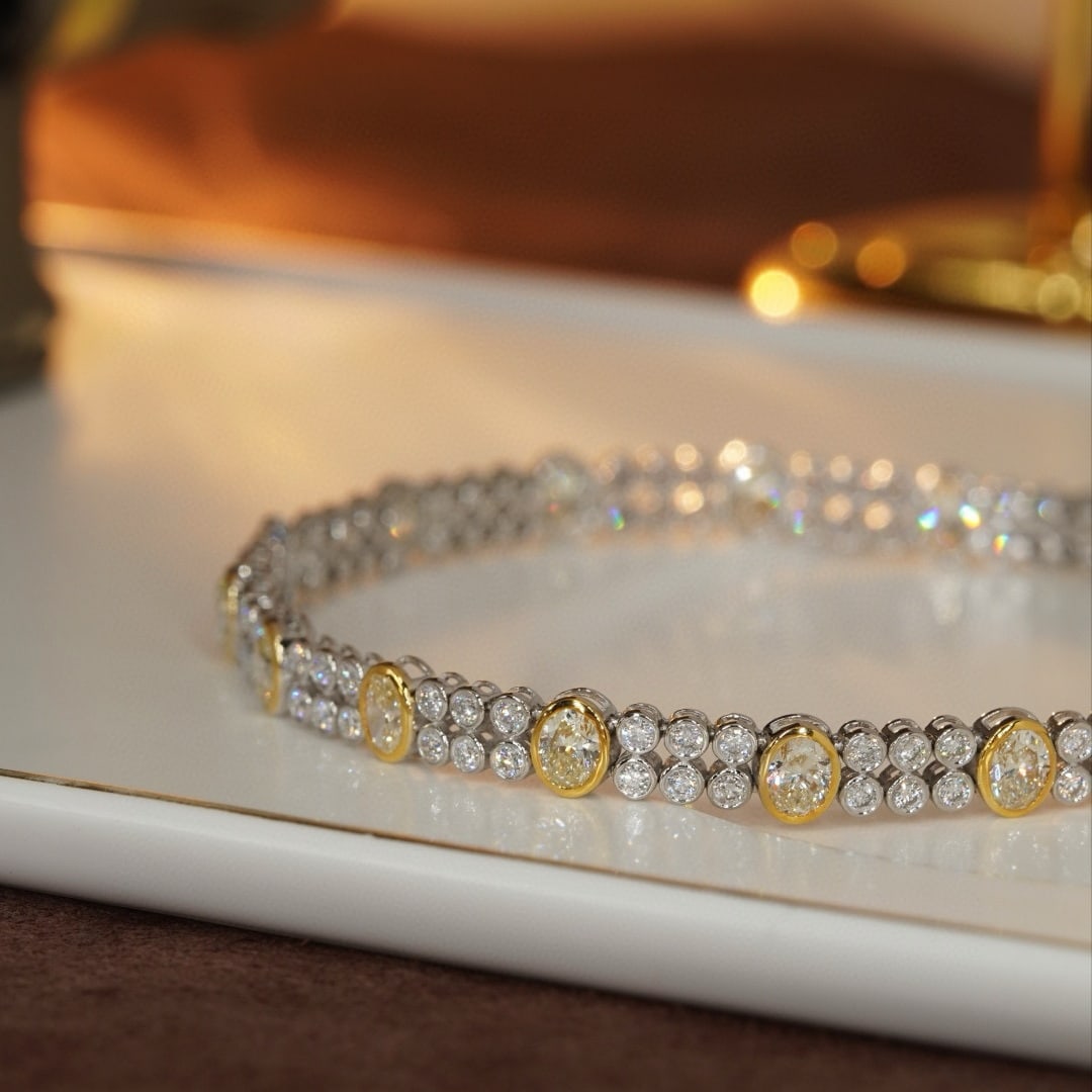 14k Gold 5.15 Ctw Natural H Diamond Bracelet - 7