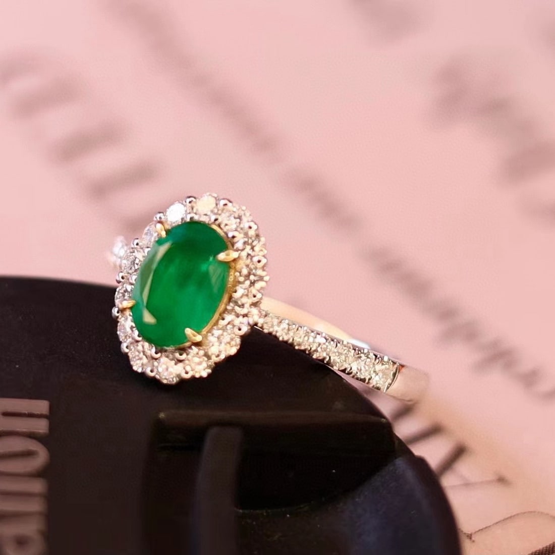 14k Gold 1.11 Ctw Natural Emerald & Diamond Ring - 5