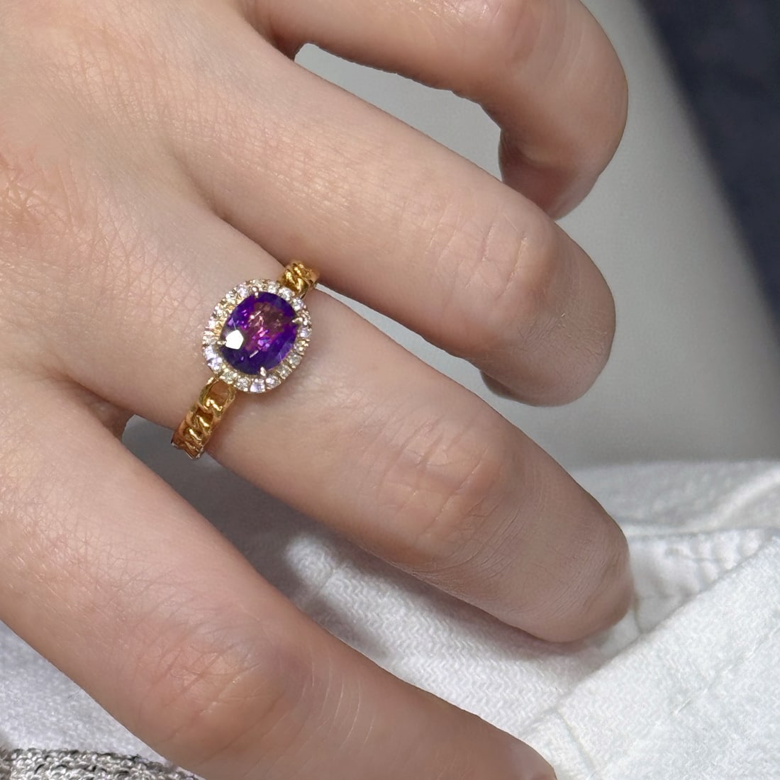 14k Gold 1.23 Ct Natural Sapphire & Diamond Ring - 4