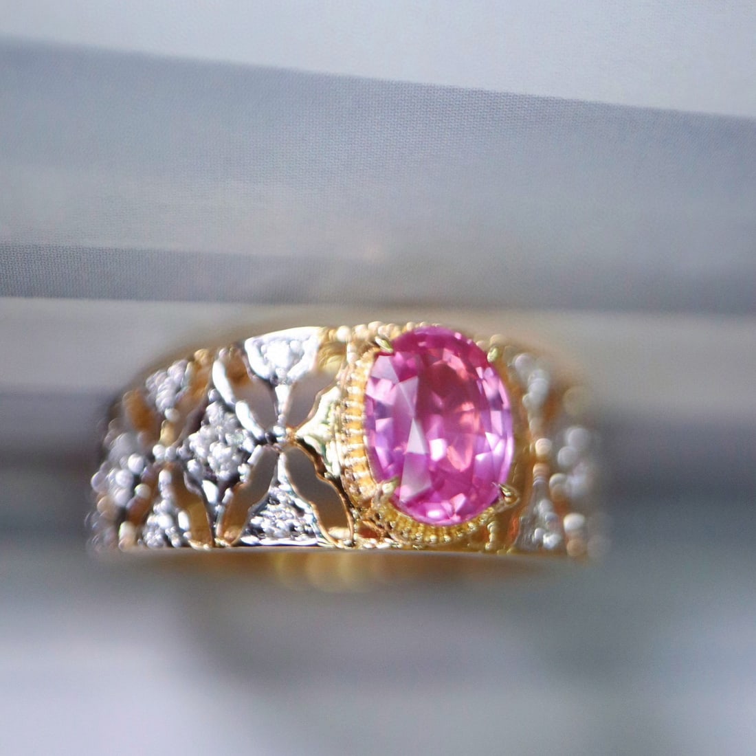 14k Gold 1.13 Ct Natural Sapphire & Diamond Ring - 3