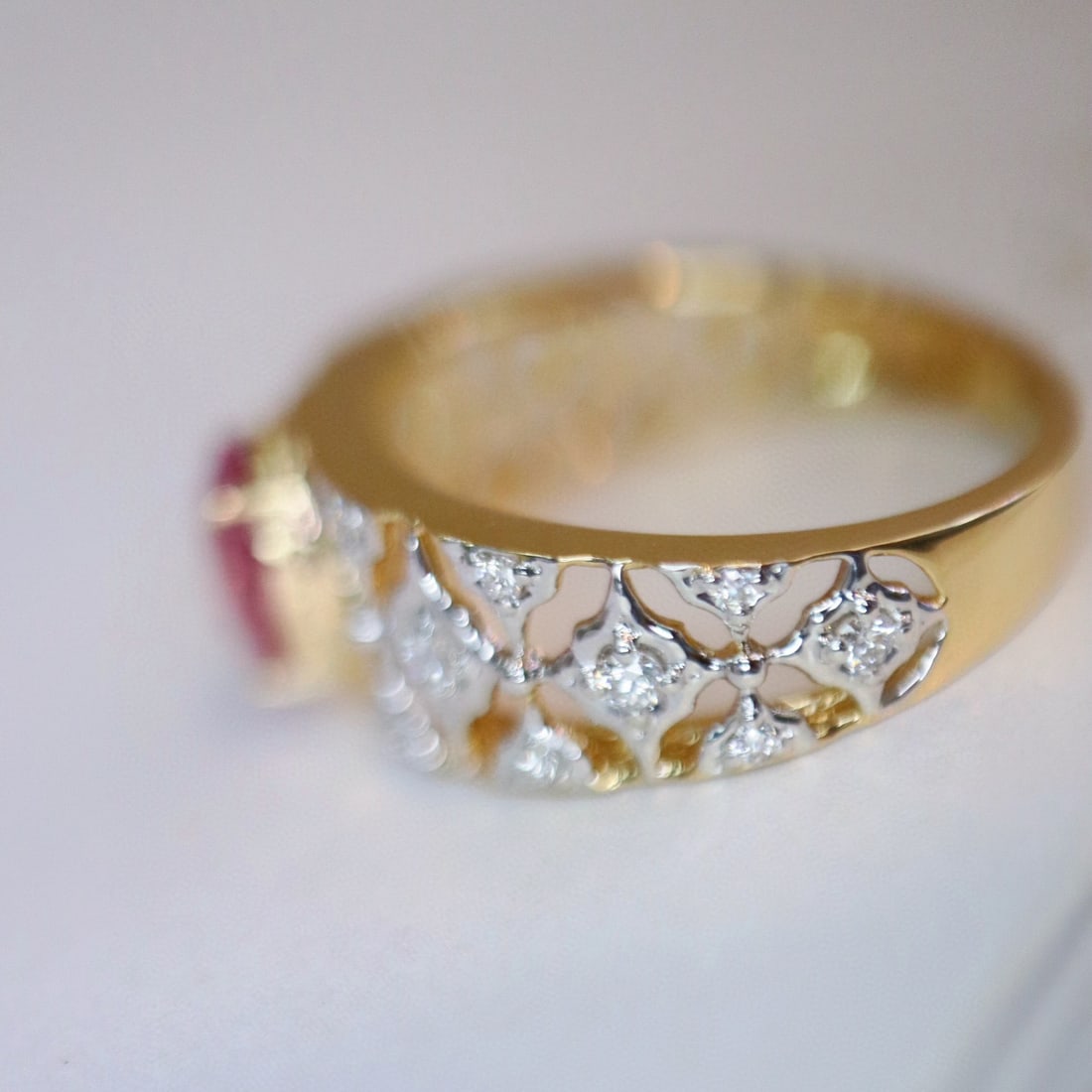 14k Gold 1.13 Ct Natural Sapphire & Diamond Ring - 4