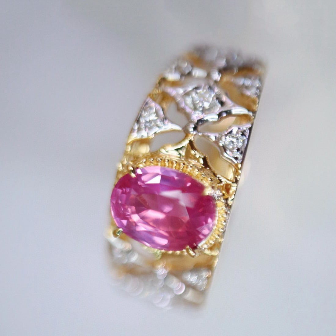 14k Gold 1.13 Ct Natural Sapphire & Diamond Ring - 5
