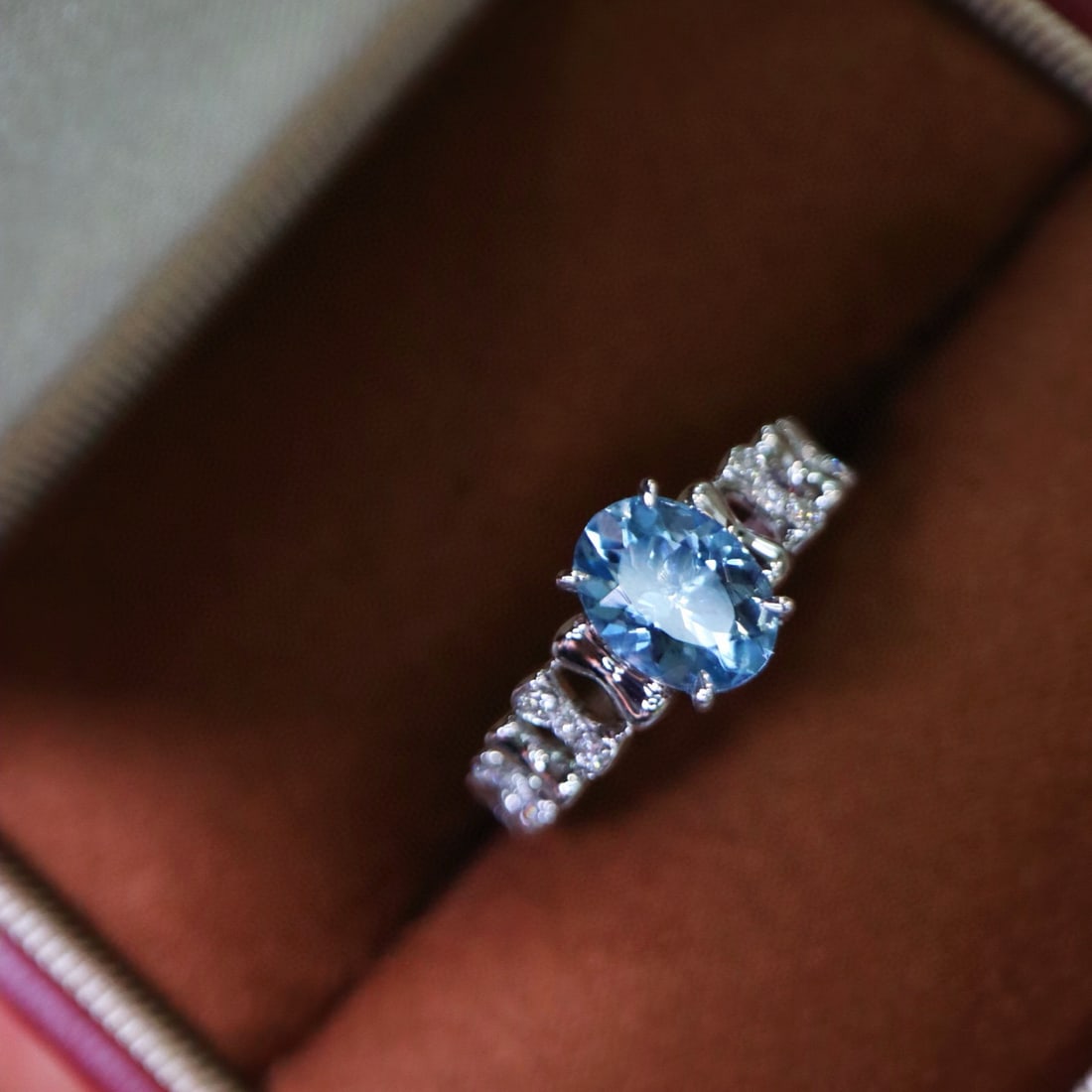 14k Gold 1.16 Ctw Natural Aquamarine & Diamond Ring - 2