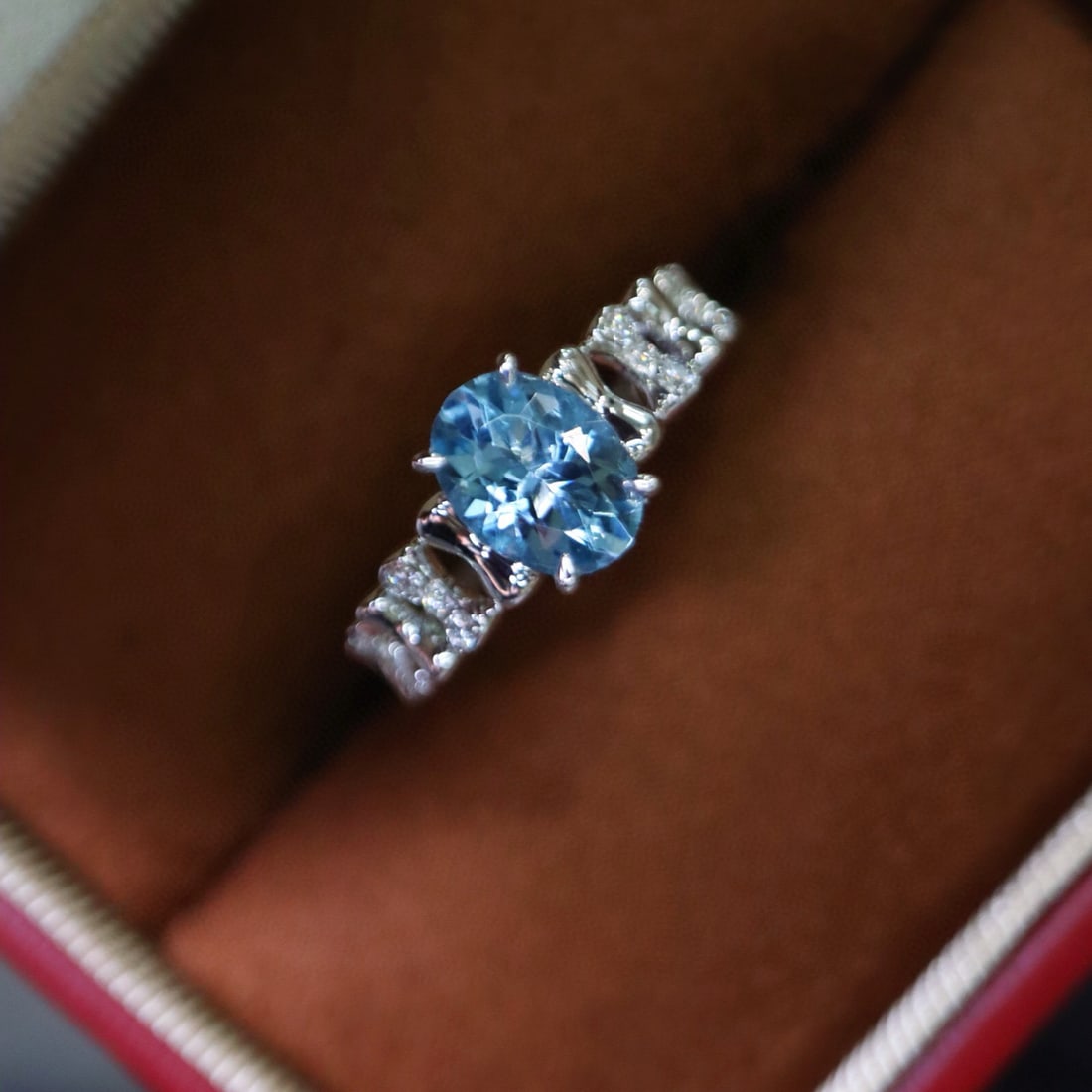 14k Gold 1.16 Ctw Natural Aquamarine & Diamond Ring - 4