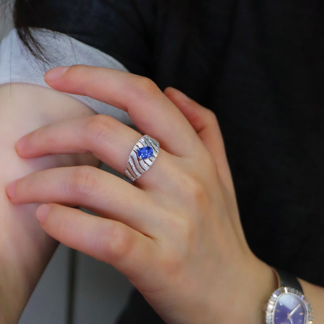 14k Gold 1.20 Ctw Natural Sapphire & Diamond Ring - 2