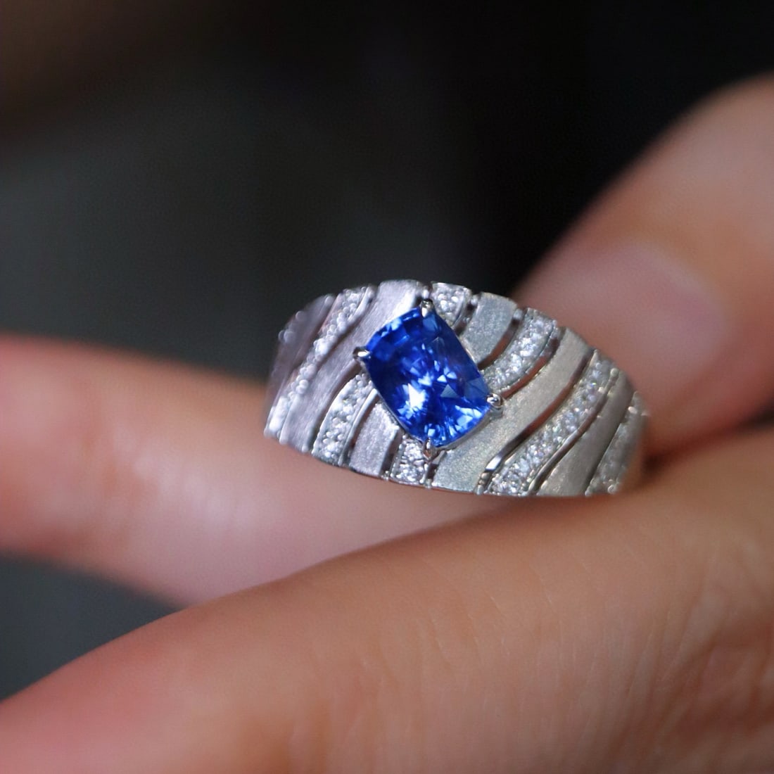 14k Gold 1.20 Ctw Natural Sapphire & Diamond Ring - 3