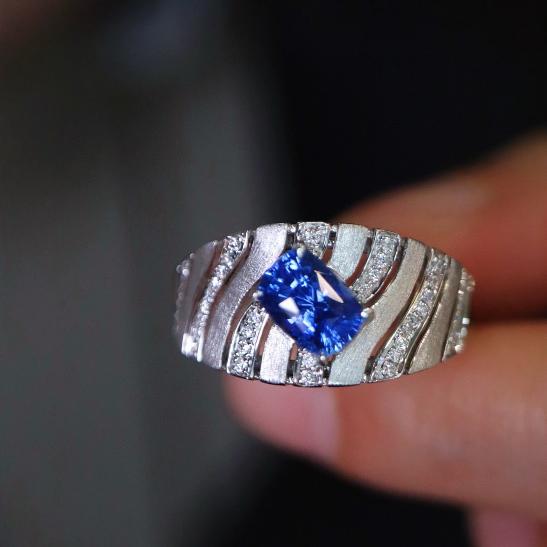 14k Gold 1.20 Ctw Natural Sapphire & Diamond Ring - 5