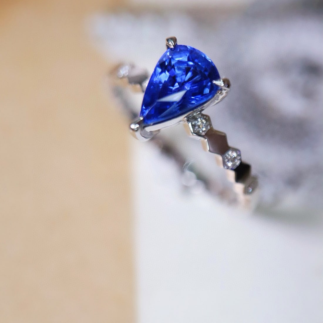 14k Gold 1.24 Ct Natural Sapphire & Diamond Ring - 3