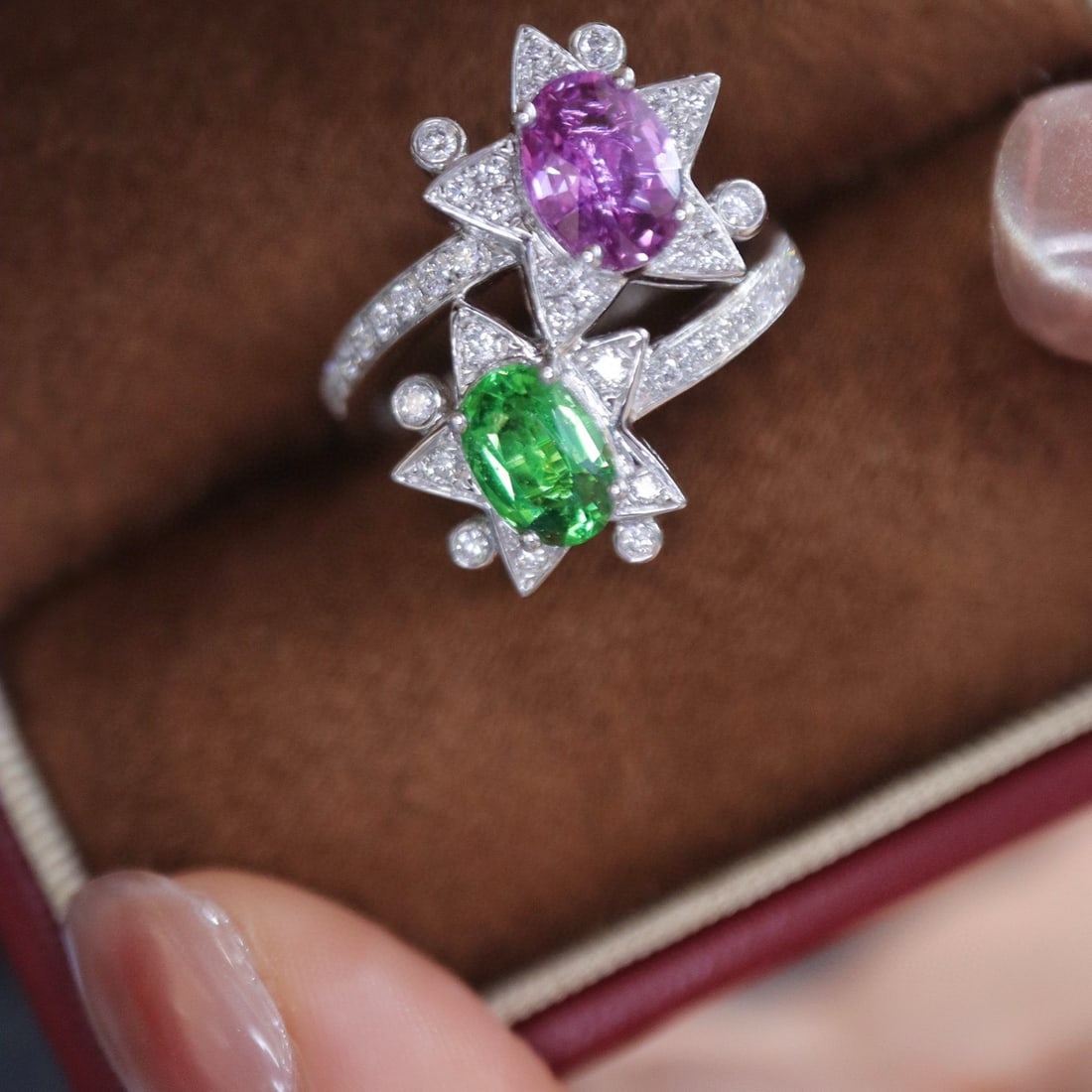 14k Gold 2.19 Ctw Natural Tsavorite & Sapphire Ring - 2