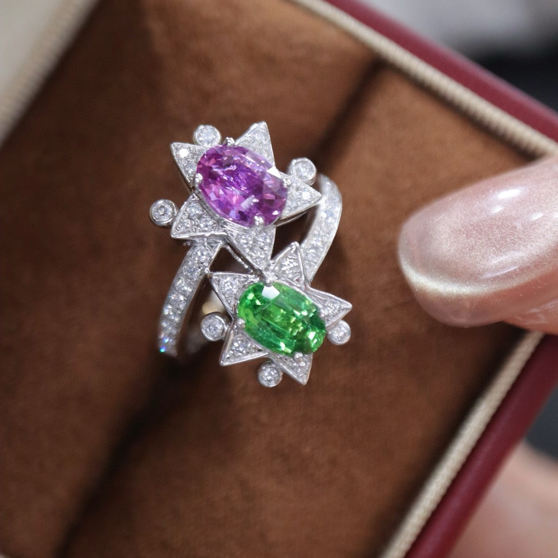 14k Gold 2.19 Ctw Natural Tsavorite & Sapphire Ring - 4