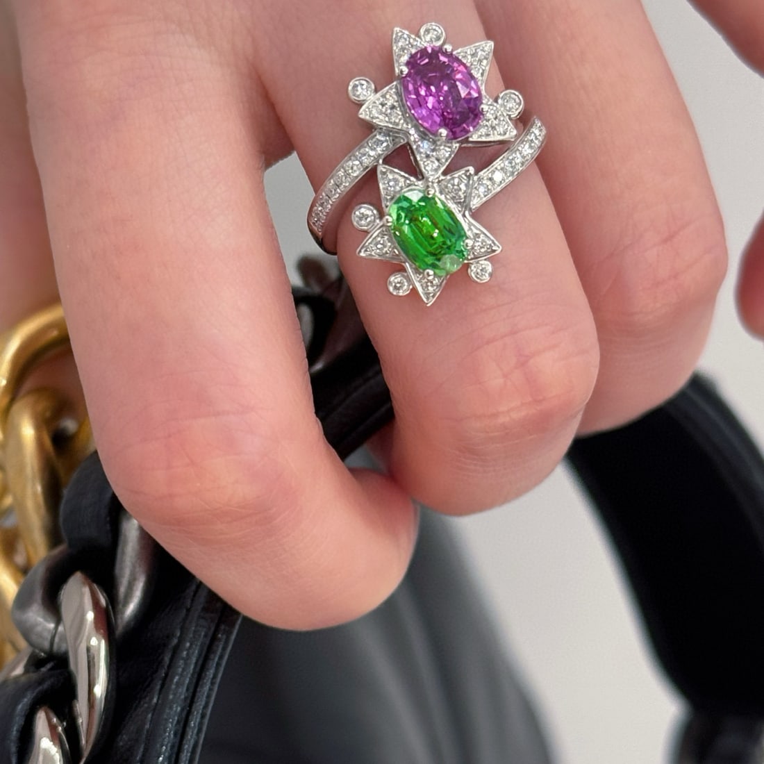 14k Gold 2.19 Ctw Natural Tsavorite & Sapphire Ring - 6