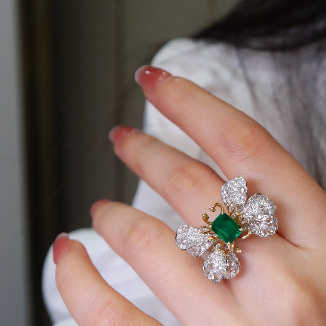 14k Gold 2.90 Ctw Natural Emerald & Diamond Ring - 2