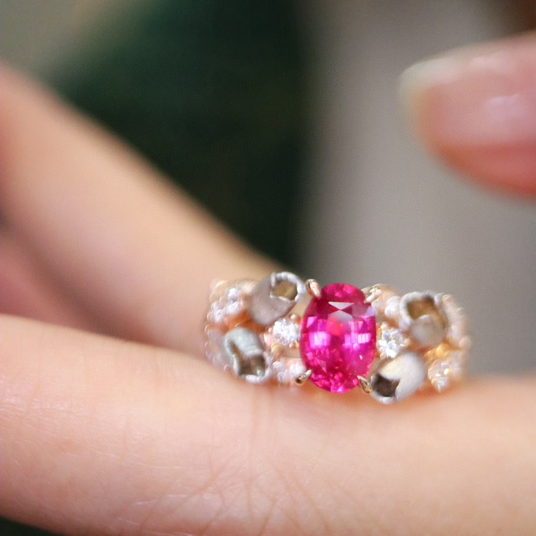 14k Gold 1.57 Ctw Natural Spinel & Diamond Ring - 4