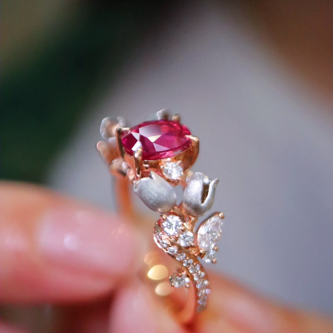 14k Gold 1.57 Ctw Natural Spinel & Diamond Ring - 5