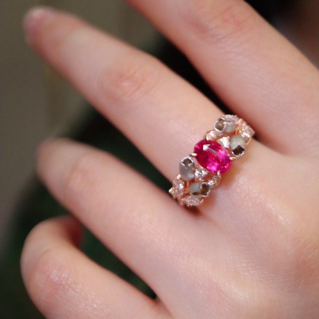 14k Gold 1.57 Ctw Natural Spinel & Diamond Ring - 6