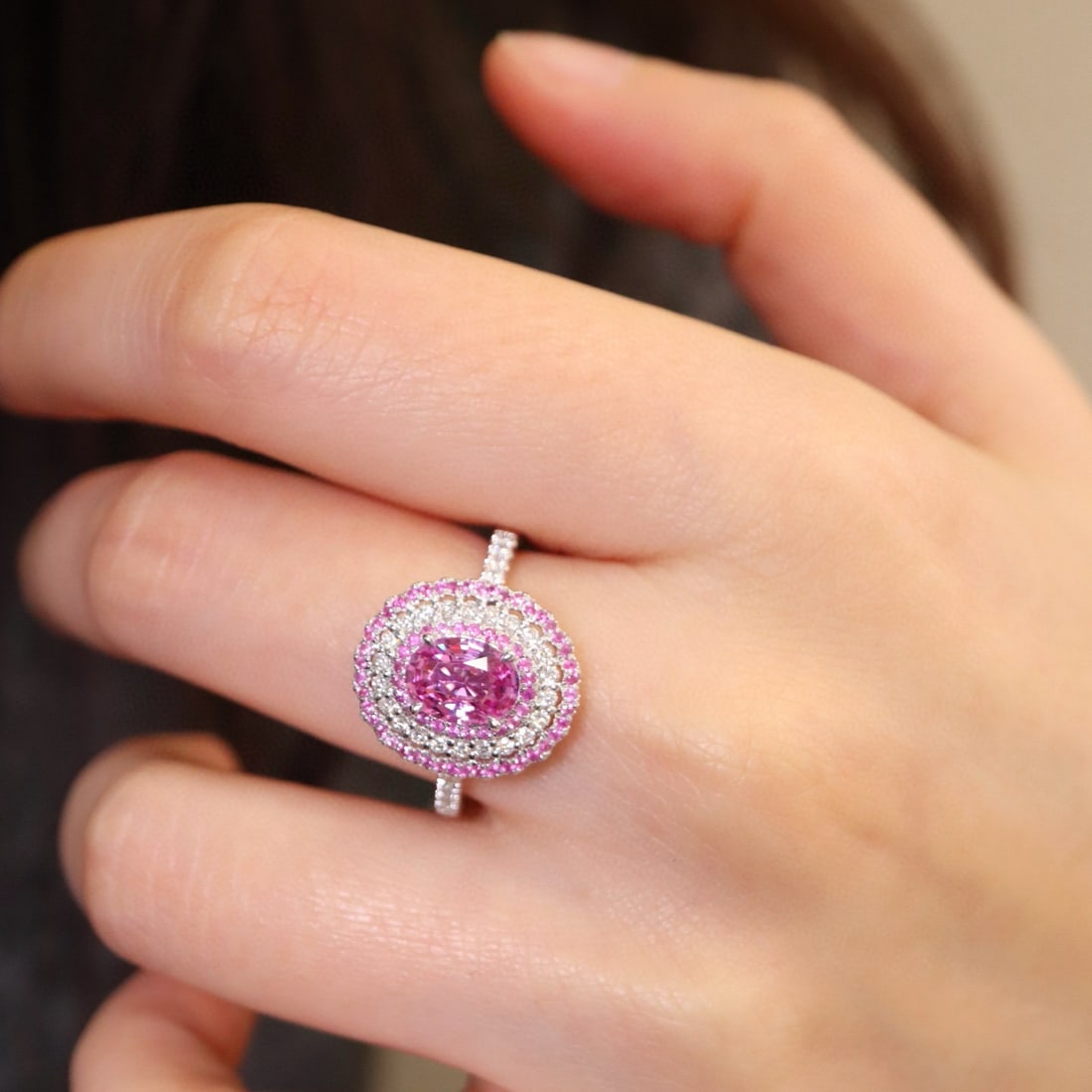 14k Gold 1.35 Ctw Natural Padparadscha Sapphire & Diamond Ring - 4