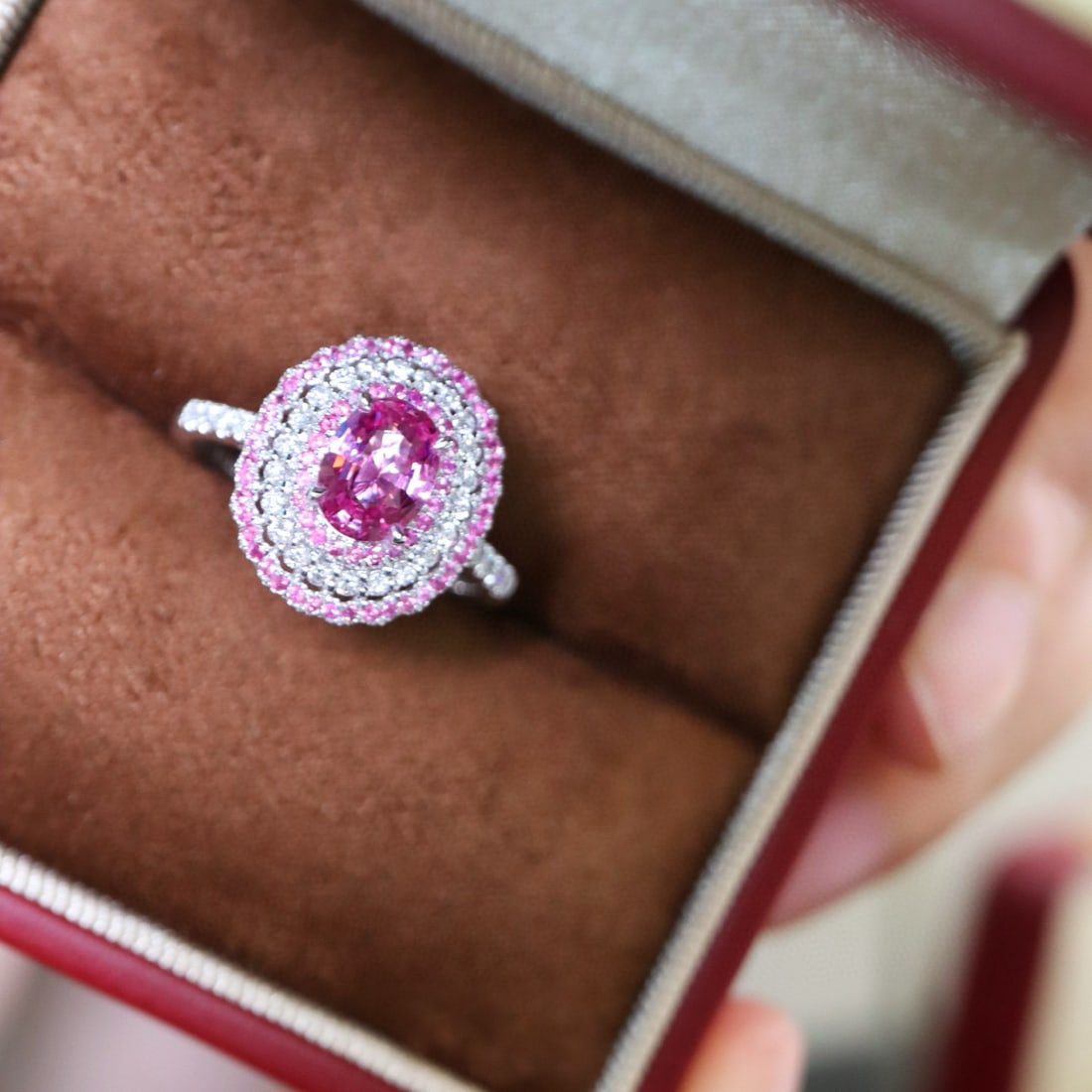 14k Gold 1.35 Ctw Natural Padparadscha Sapphire & Diamond Ring - 7