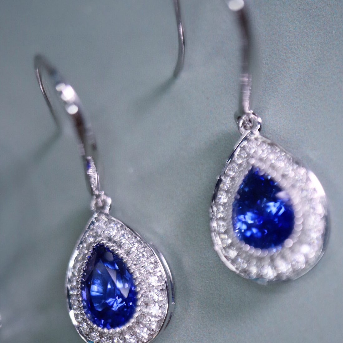 14k Gold 2.25 Ctw Natural Sapphire & Diamond Earrings - 2