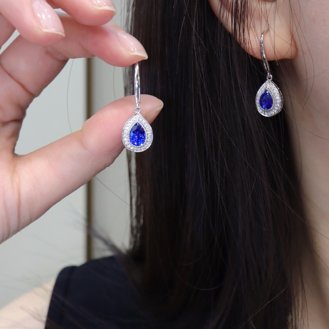 14k Gold 2.25 Ctw Natural Sapphire & Diamond Earrings - 4