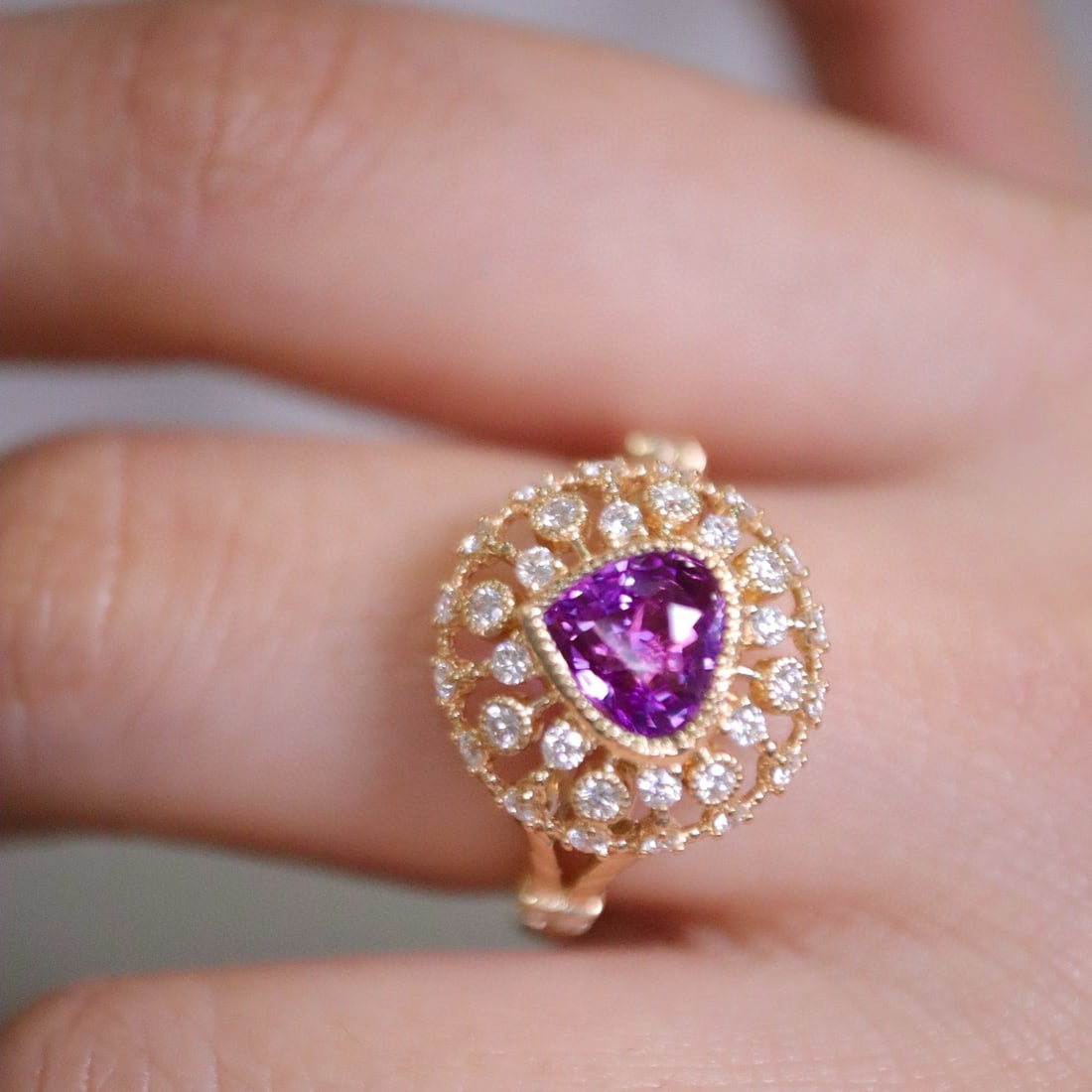 14k Gold 1.97 Ctw Natural Sapphire & Diamond Ring - 4