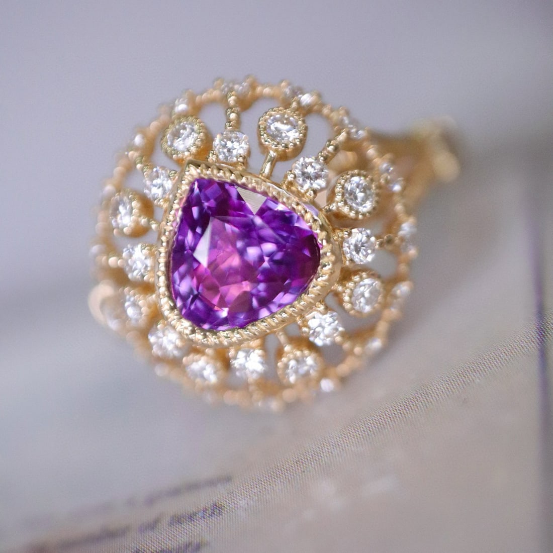 14k Gold 1.97 Ctw Natural Sapphire & Diamond Ring - 5