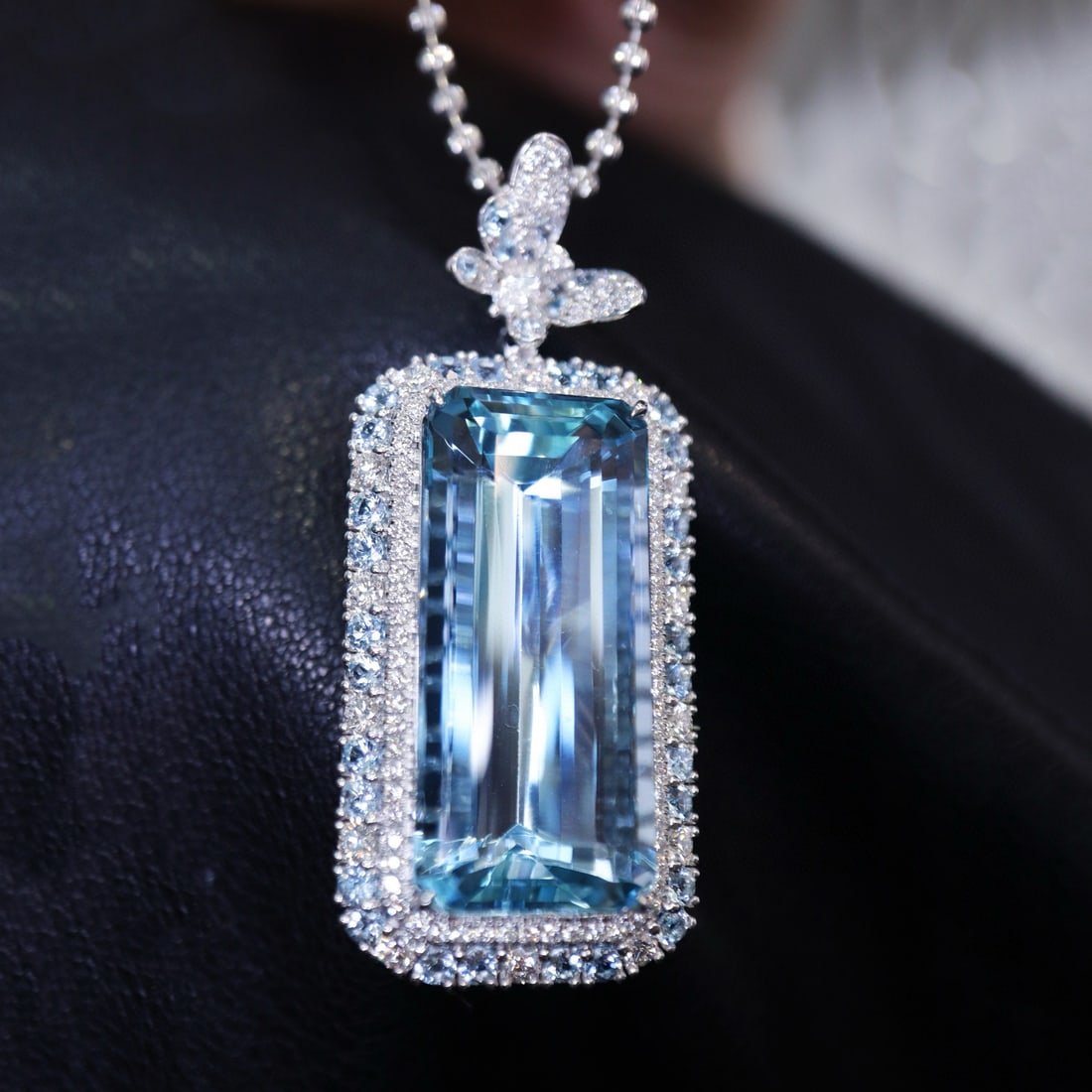 14k Gold 16.89 Ctw Natural Aquamarine & Diamond Pendant( Without Chain ) - 4