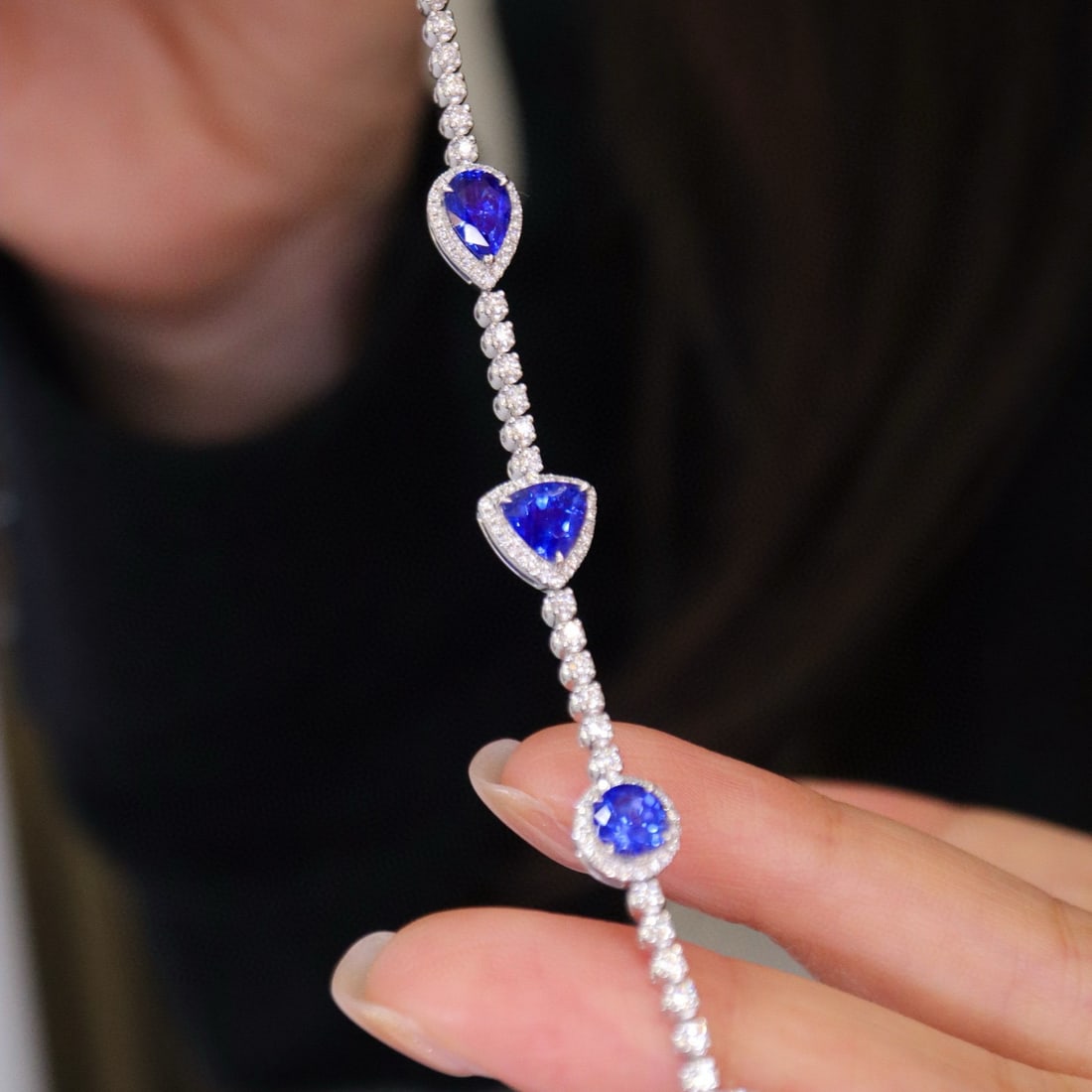 14k Gold 4.69 Ctw Natural Sapphire & Diamond Bracelet - 3
