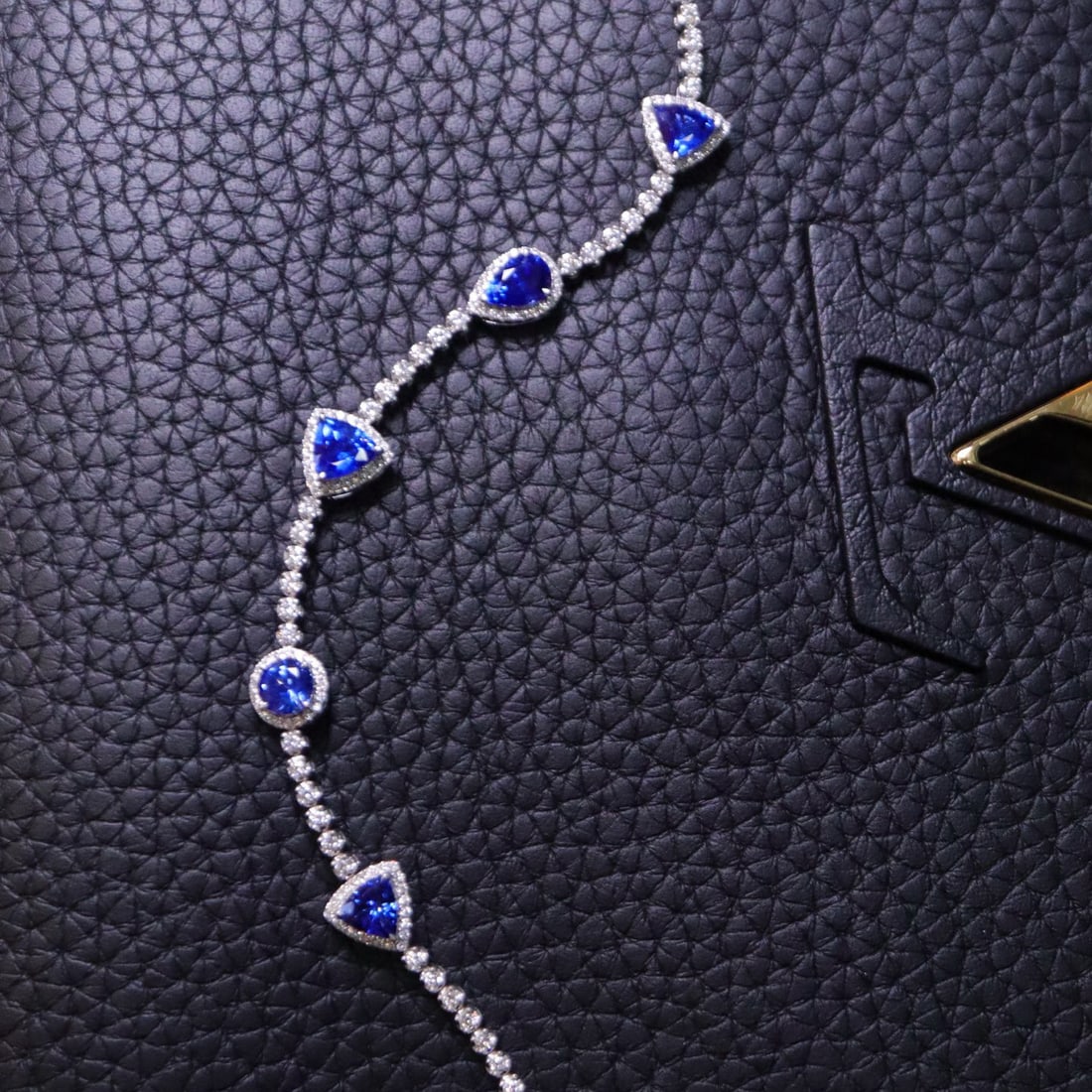 14k Gold 4.69 Ctw Natural Sapphire & Diamond Bracelet - 5