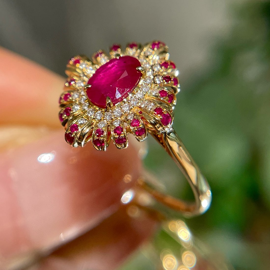 14k Gold 0.50 Ct Natural Ruby & Diamond Ring - 2