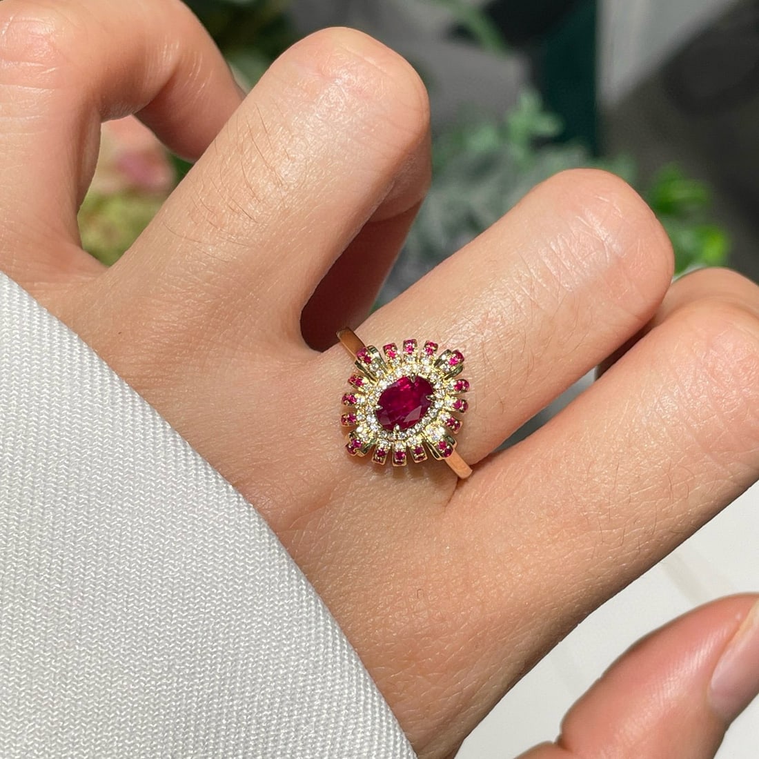14k Gold 0.50 Ct Natural Ruby & Diamond Ring - 3