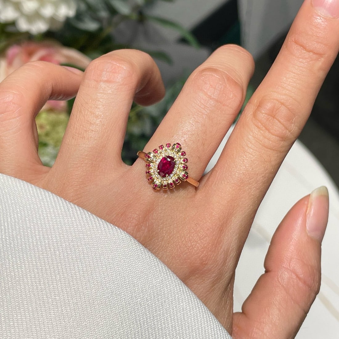 14k Gold 0.50 Ct Natural Ruby & Diamond Ring - 4