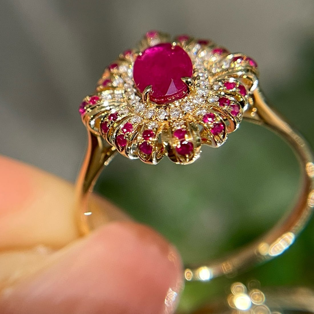 14k Gold 0.50 Ct Natural Ruby & Diamond Ring - 6