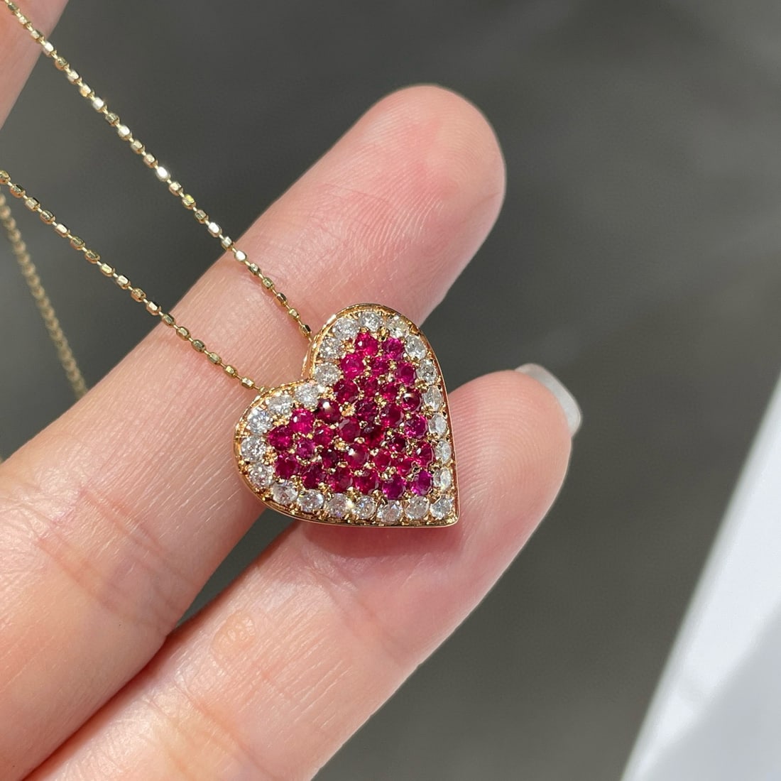 14k Gold 0.65 Ct Natural Ruby & Diamond Pendant( Without Chain ) - 2