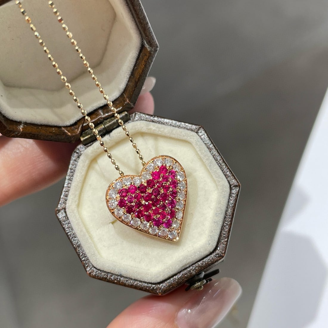 14k Gold 0.65 Ct Natural Ruby & Diamond Pendant( Without Chain ) - 4