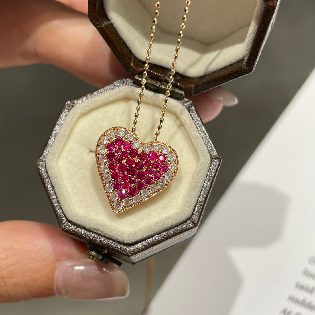 14k Gold 0.65 Ct Natural Ruby & Diamond Pendant( Without Chain ) - 5
