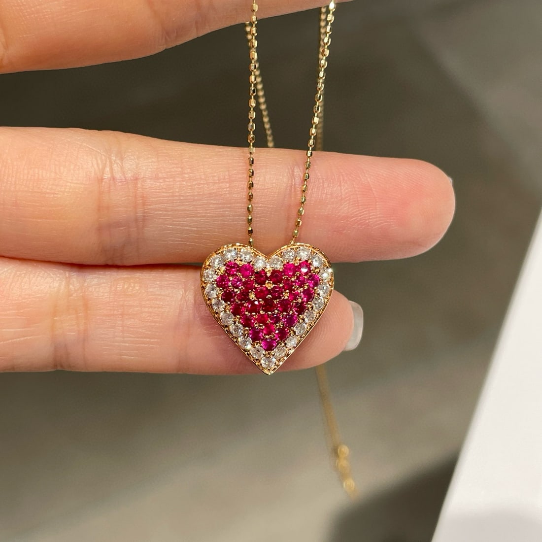 14k Gold 0.65 Ct Natural Ruby & Diamond Pendant( Without Chain ) - 6