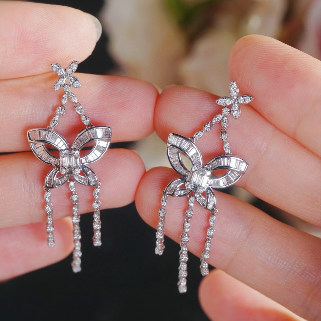14k Gold 1.40 Ct Natural H Diamond Earrings - 4