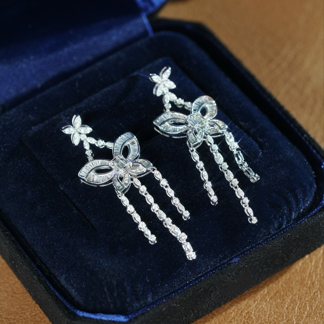 14k Gold 1.40 Ct Natural H Diamond Earrings - 7