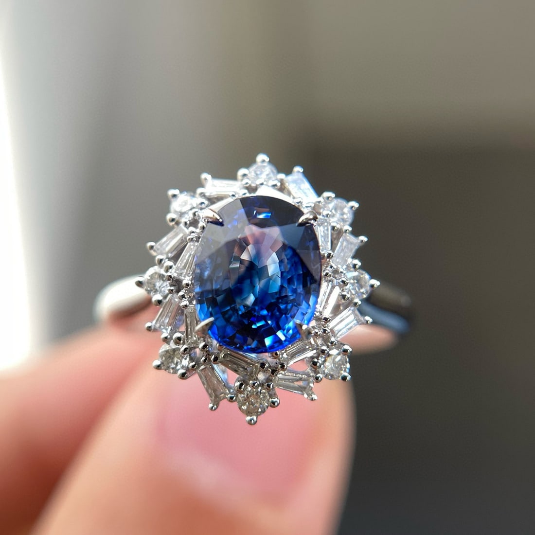 14k Gold 1.82 Ct Natural Sapphire & Diamond Ring - 4