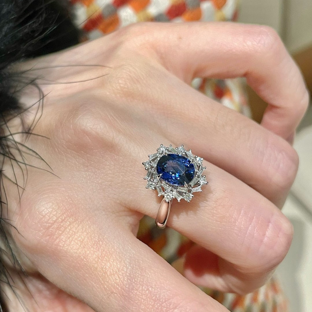 14k Gold 1.82 Ct Natural Sapphire & Diamond Ring - 7