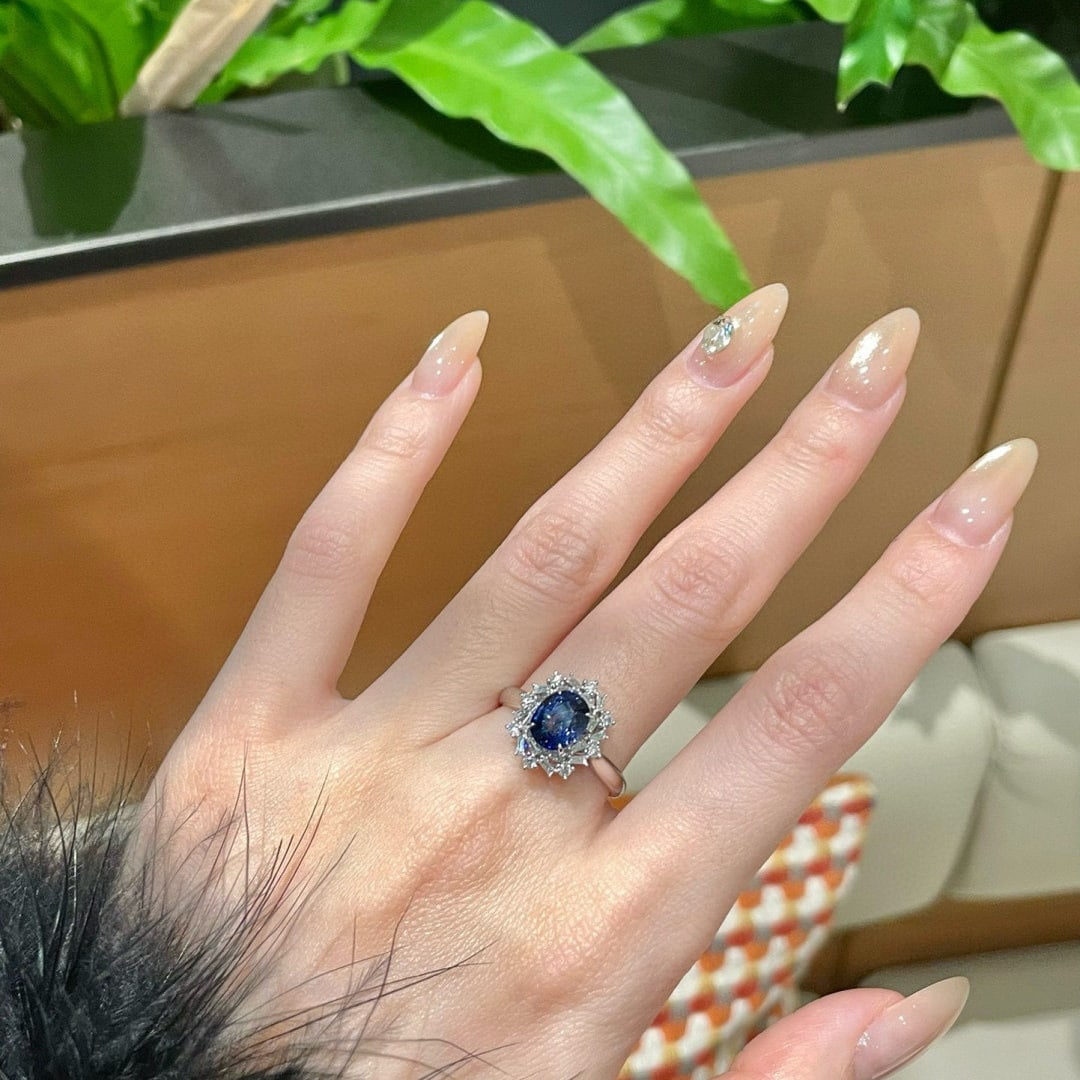 14k Gold 1.82 Ct Natural Sapphire & Diamond Ring - 8