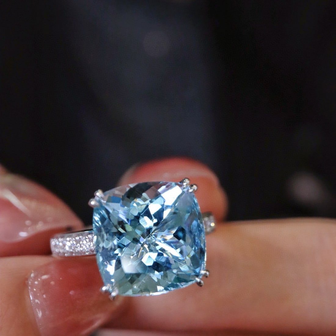 14k Gold 5.76 Ctw Natural Aquamarine & Diamond Ring - 2