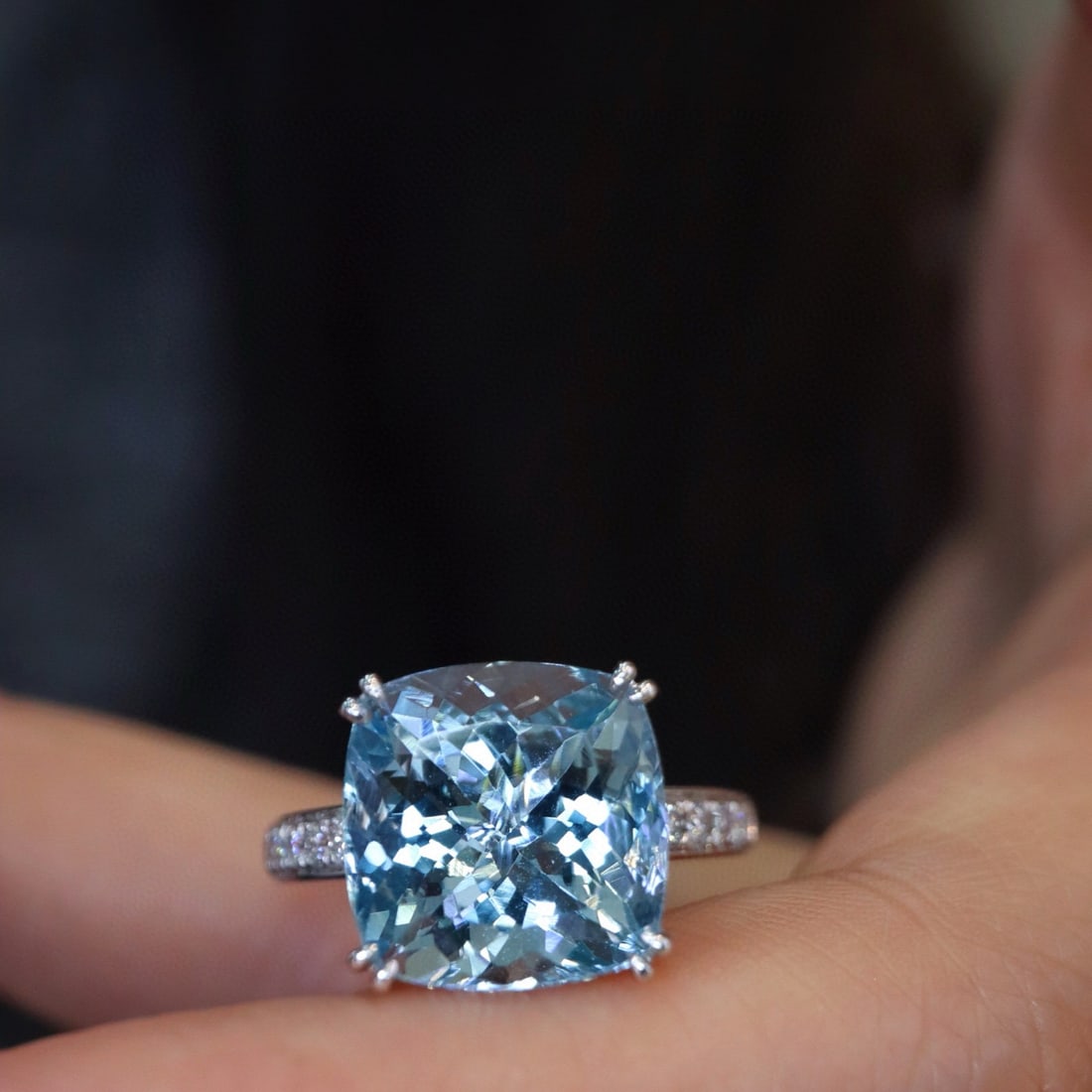 14k Gold 5.76 Ctw Natural Aquamarine & Diamond Ring - 4