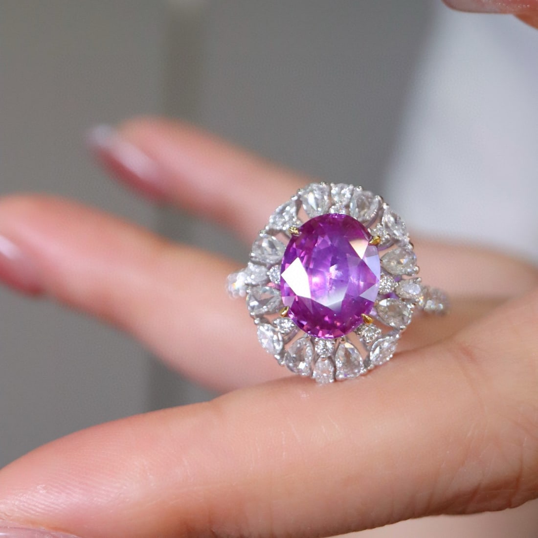 14k Gold 4.06 Ctw Natural Sapphire & Diamond Ring - 2