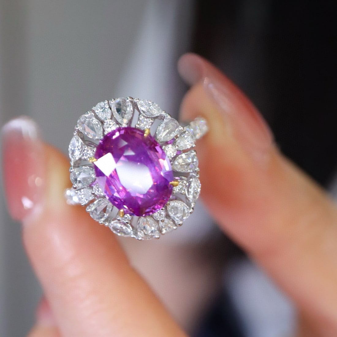14k Gold 4.06 Ctw Natural Sapphire & Diamond Ring - 5
