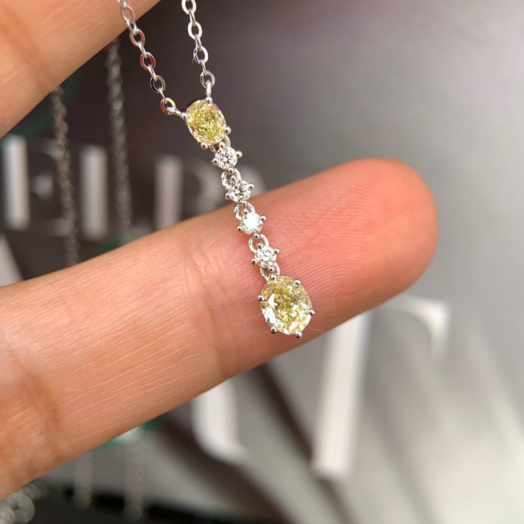 14k Gold 0.60 Ctw Natural Yellow Diamond & Diamond Pendant( Without Chain ) - 2