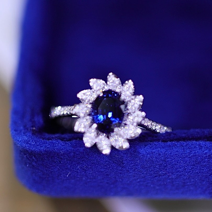 14k Gold 1.39 Ctw Natural Sapphire & Diamond Ring - 2