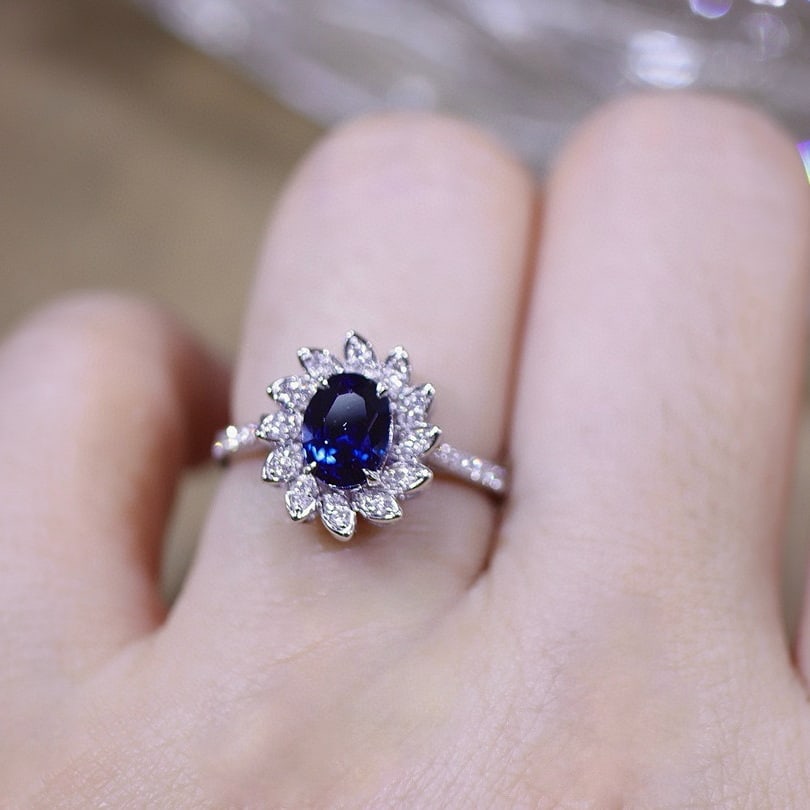 14k Gold 1.39 Ctw Natural Sapphire & Diamond Ring - 5